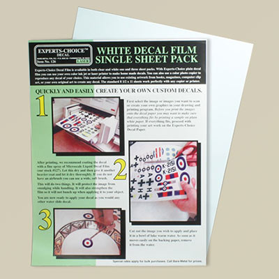 White laser / photocopy printer decal paper