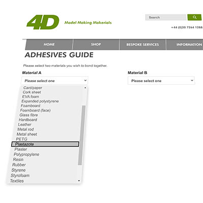 4D modelshop adhesives guide