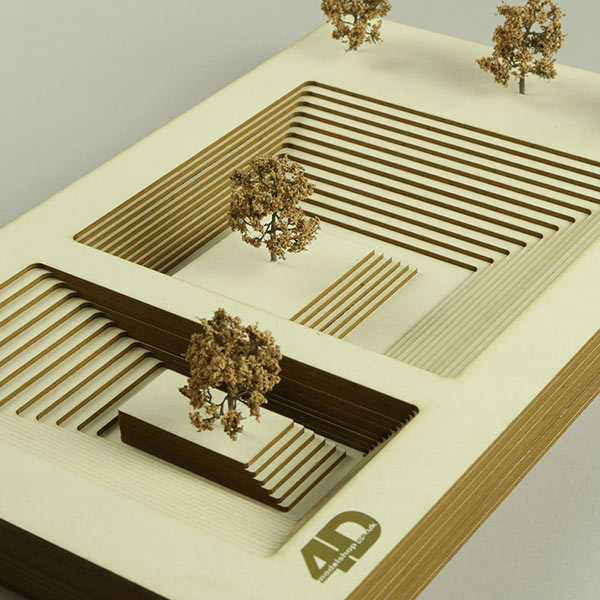 Laser cut Finnboard architectural model