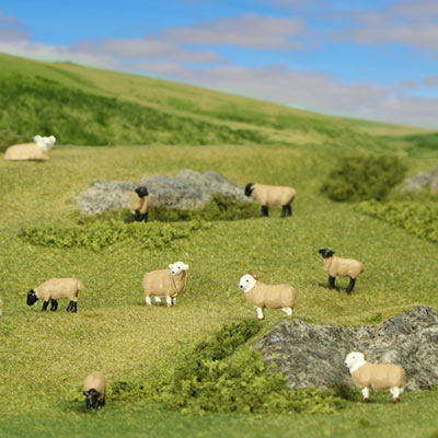 Finished Dartmoor diorama model with sheep