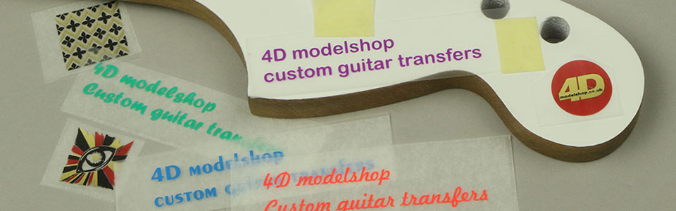 4D modelshop custom dry transfer service - guitar headstock lettering