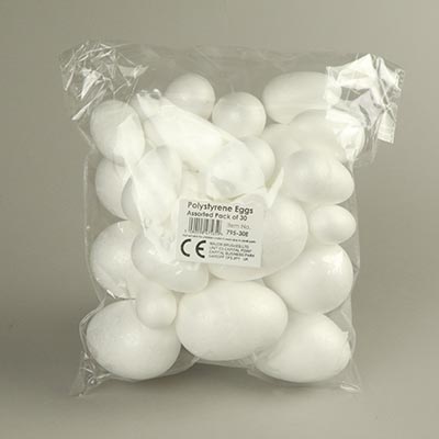 Assorted polystyrene eggs