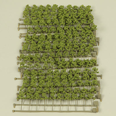 Packs of 15mm light green model trees