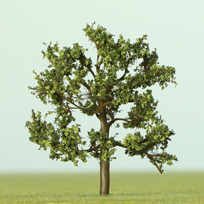 50mm dappled green deciduous etched model trees