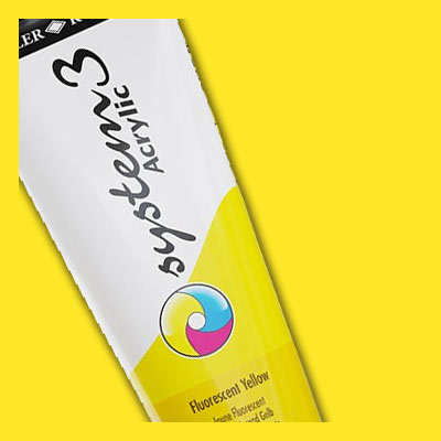 Daler-Rowney System 3 fluorescent yellow acrylic paint