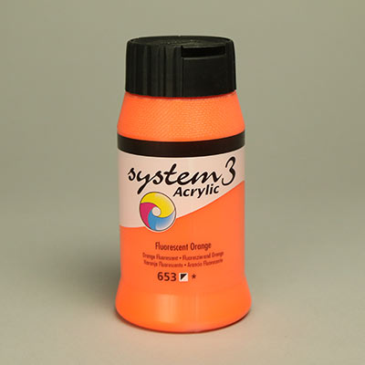 Daler-Rowney System 3 fluorescent orange acrylic paint