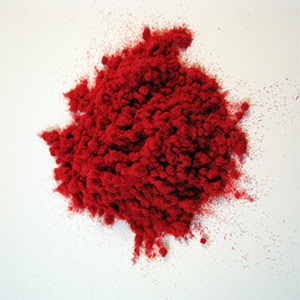 Bright red flock for model making