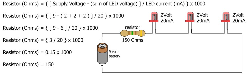 to LEDs and resistors