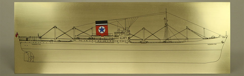 SS Tasmania Star photo etched plaque
