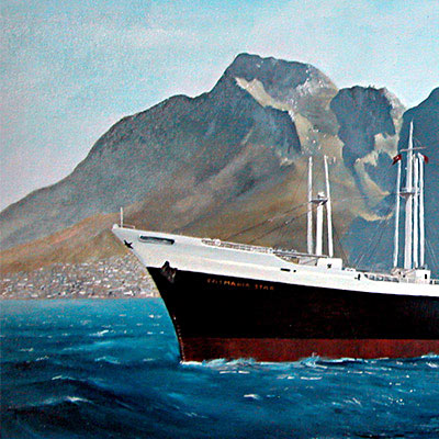 SS Tasmania Star painting by Wallace Trickett
