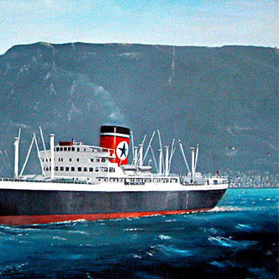 SS Tasmania Star painting by Wallace Trickett